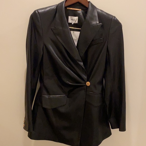 LIKE NEW! NANUSHKA Blair Wrap Front Vegan Leather Jacket - black SMALL - Picture 9 of 10